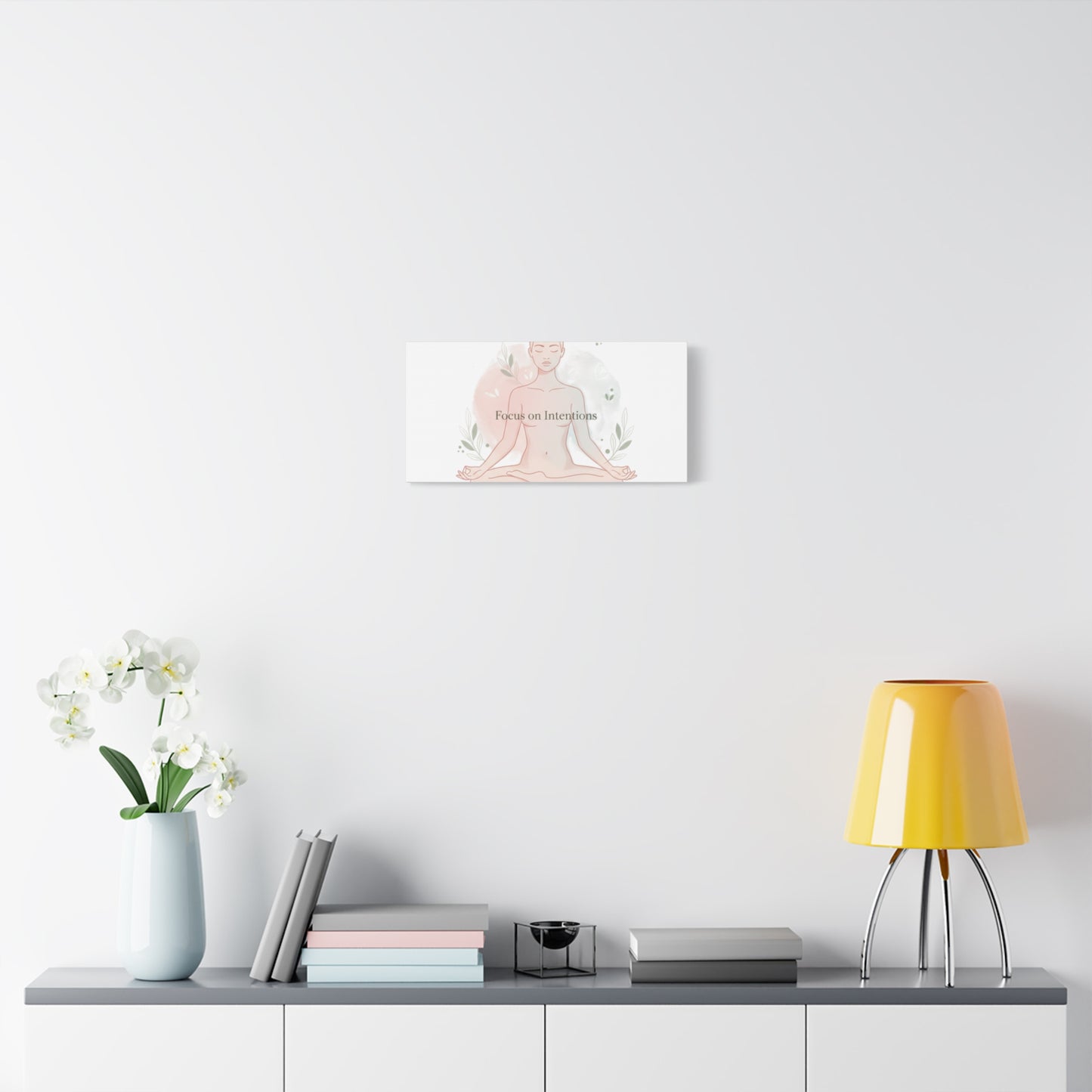 Focus on Intentions Canvas | Gentle Wellness Wall Art, Pastel Gradient Meditation Print