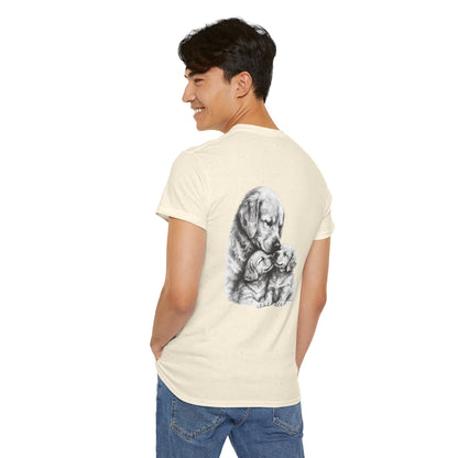 Front Text &amp; Back Image Golden Retriever T-Shirt | Eco - Limited