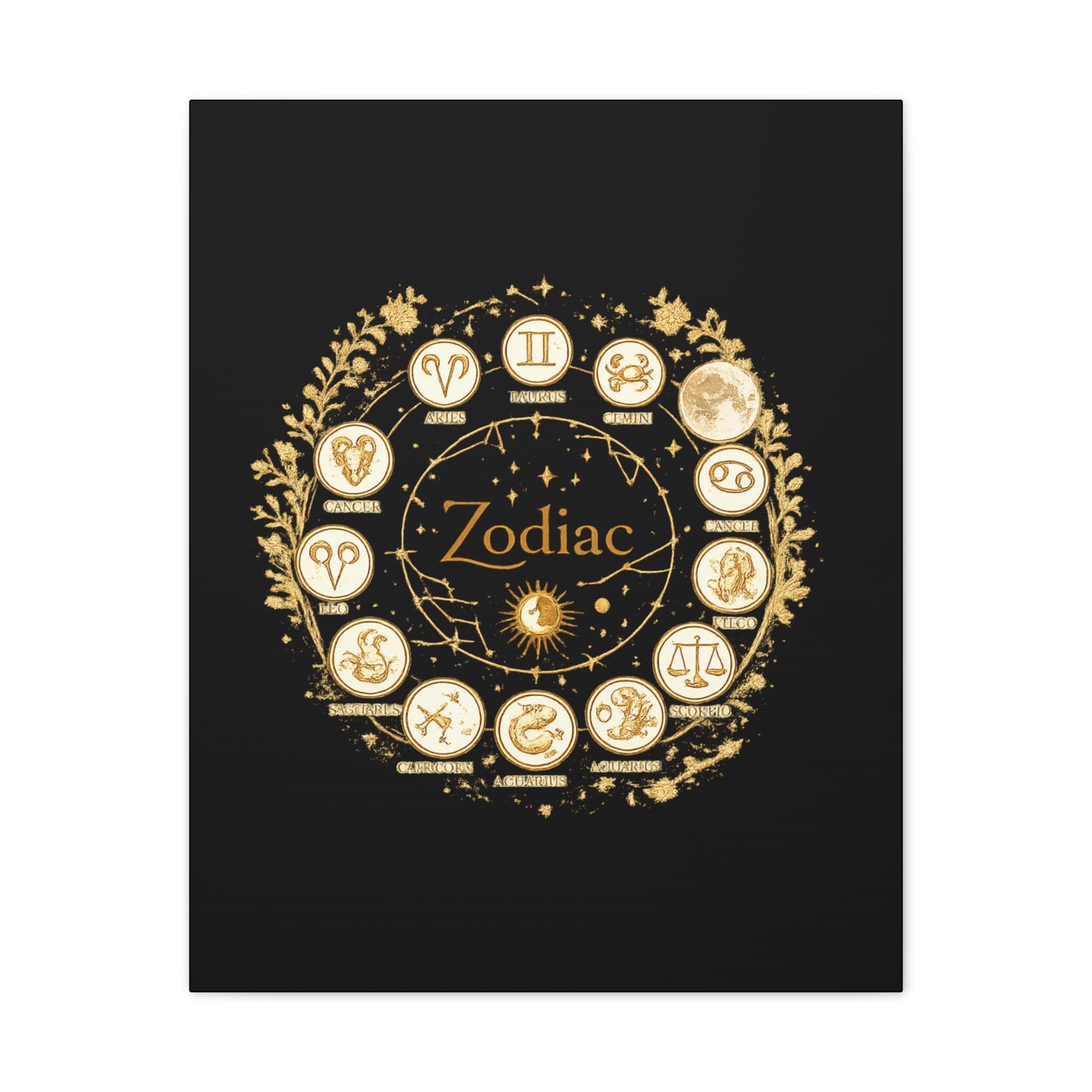 Golden Zodiac Astrology Canvas | Eco-Limited
