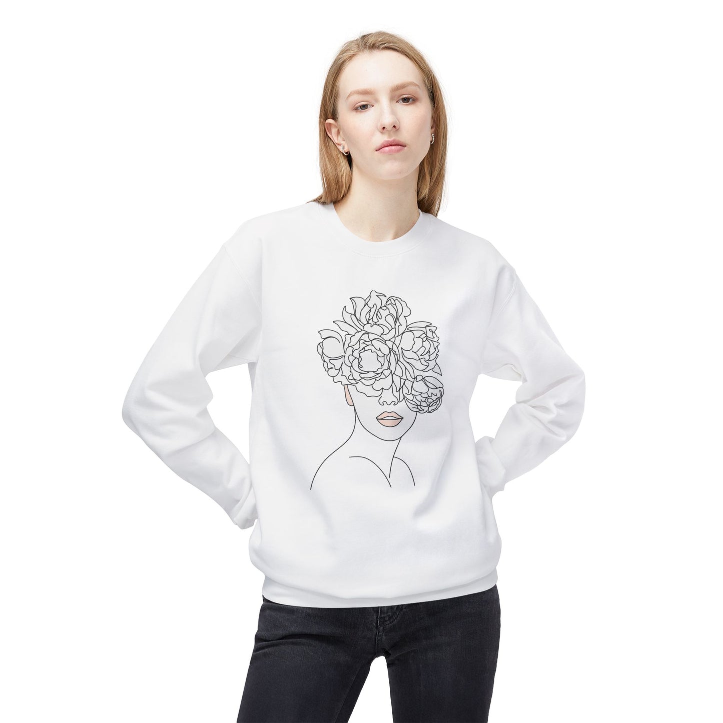 Floral Line Portrait Sweatshirt | Eco-Limited