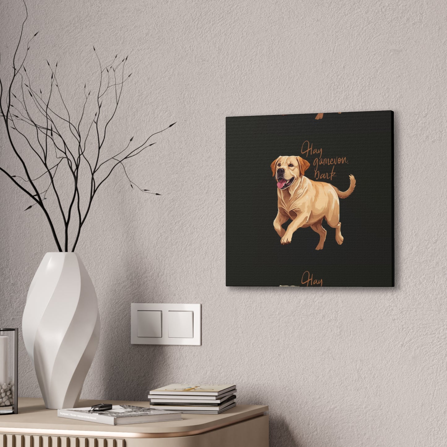 Happy Gamelon Bark Dog Canvas Wall Art | Eco-Limited