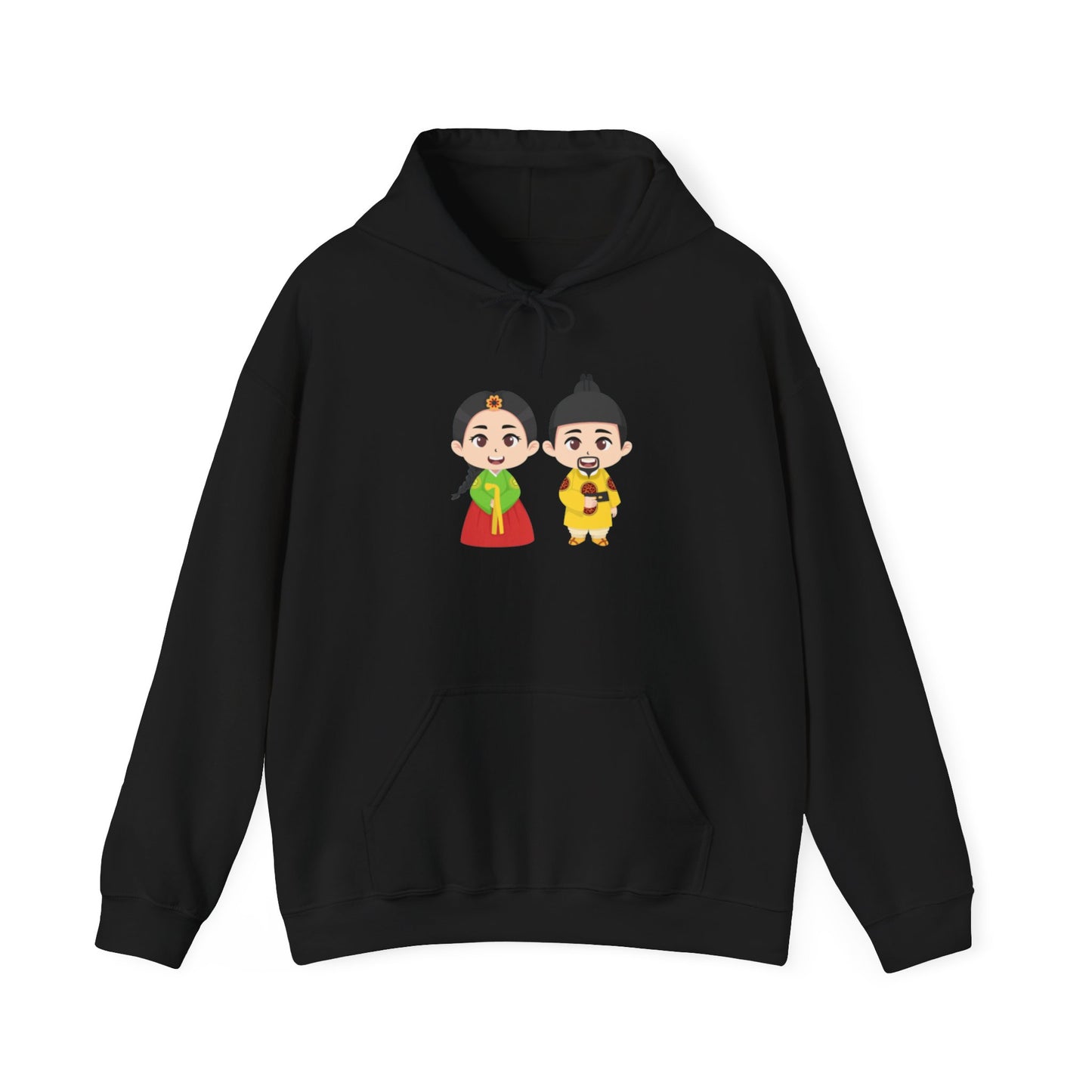 Festive Couple Cartoon Hoodie – Colorful Celebration Style