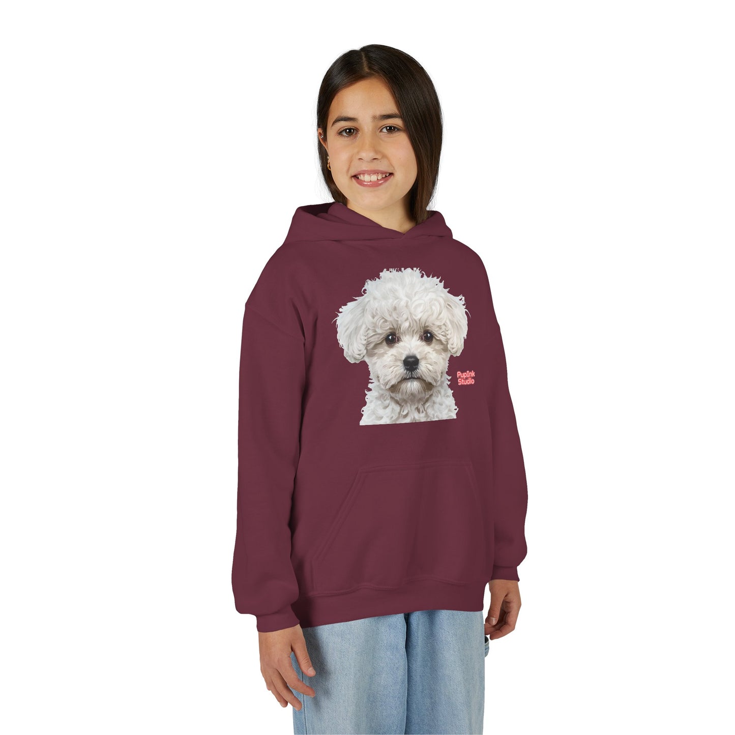 Cute White Puppy Face Youth Hoodie|Eco-Friendly - Limited