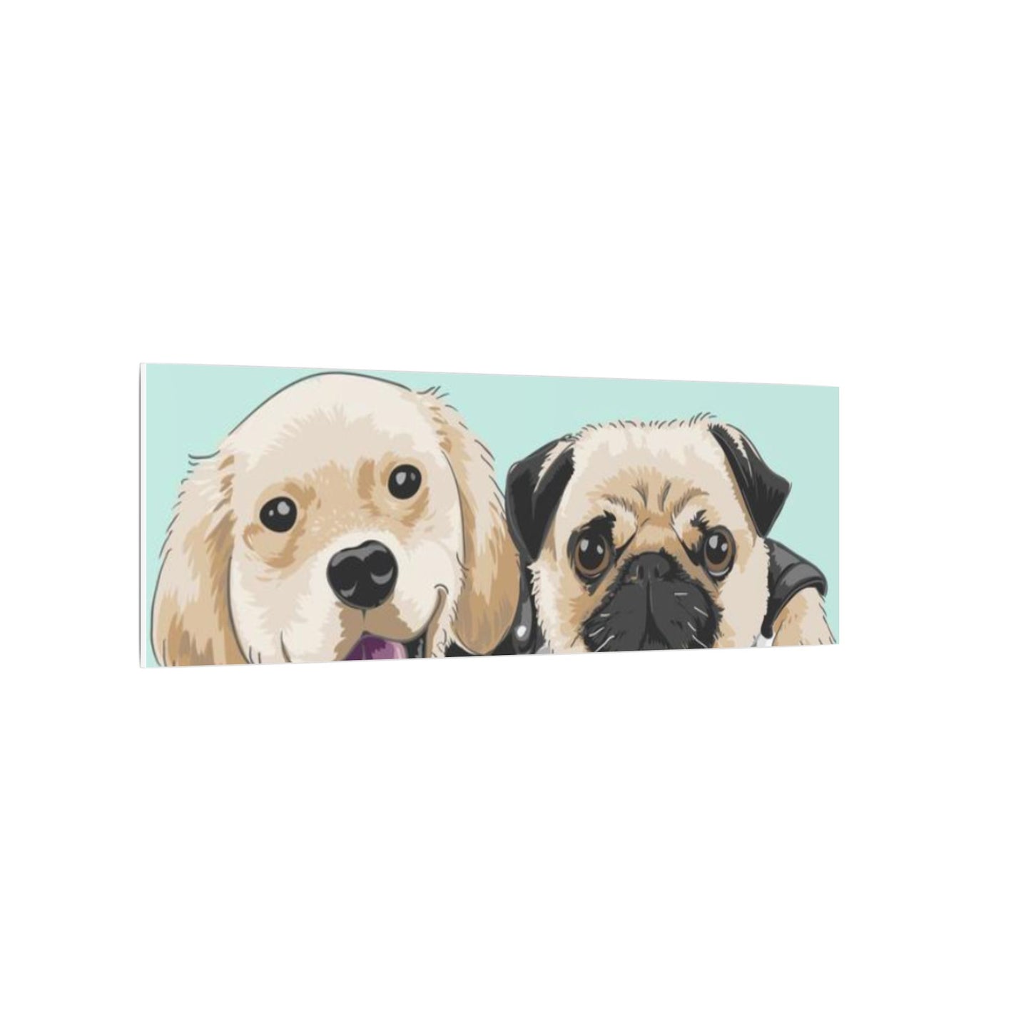 Cute Pug & Puppy Matte Stretched Print