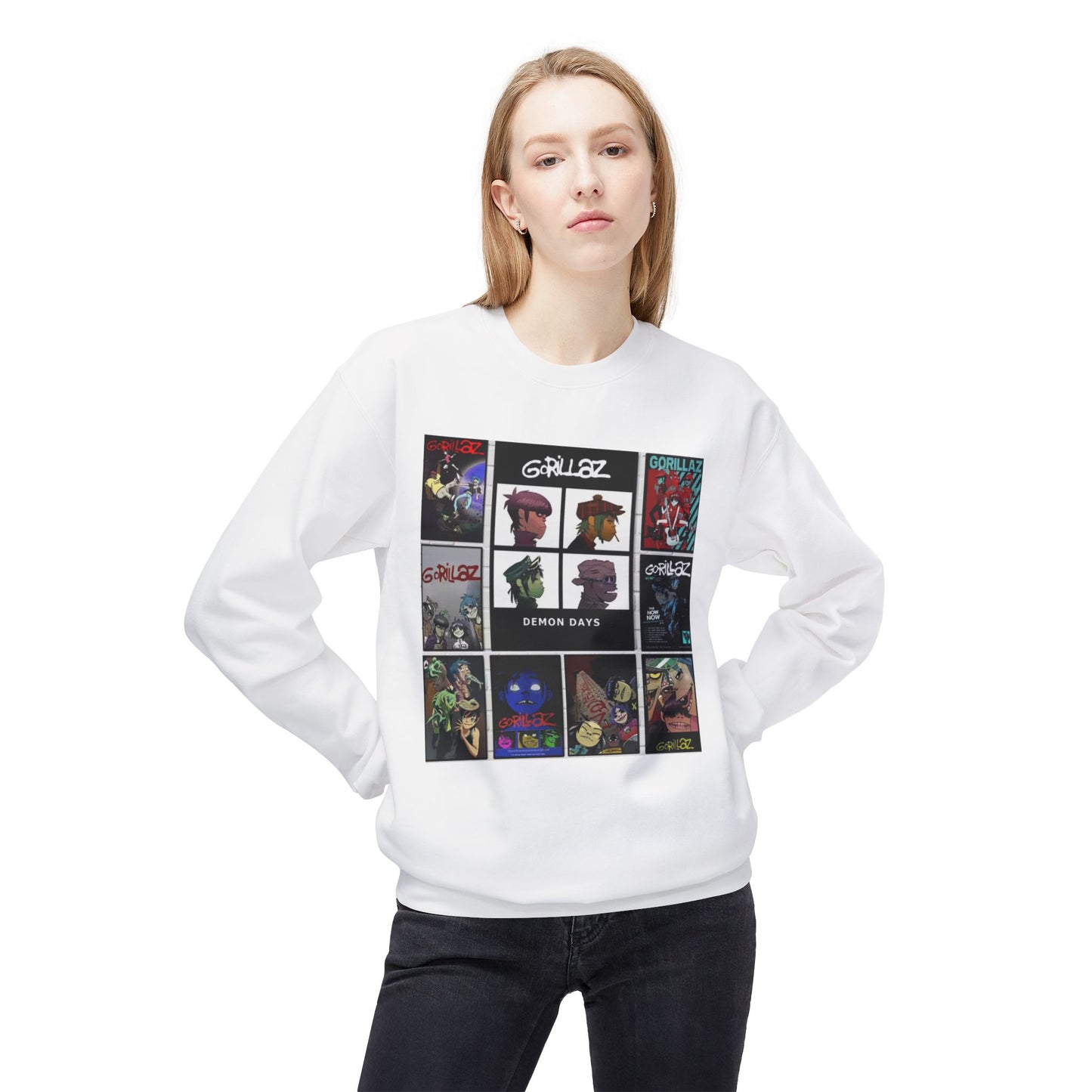 Gorillaz Album Art Collage Graphic Sweatshirt Music Inspired Streetwear