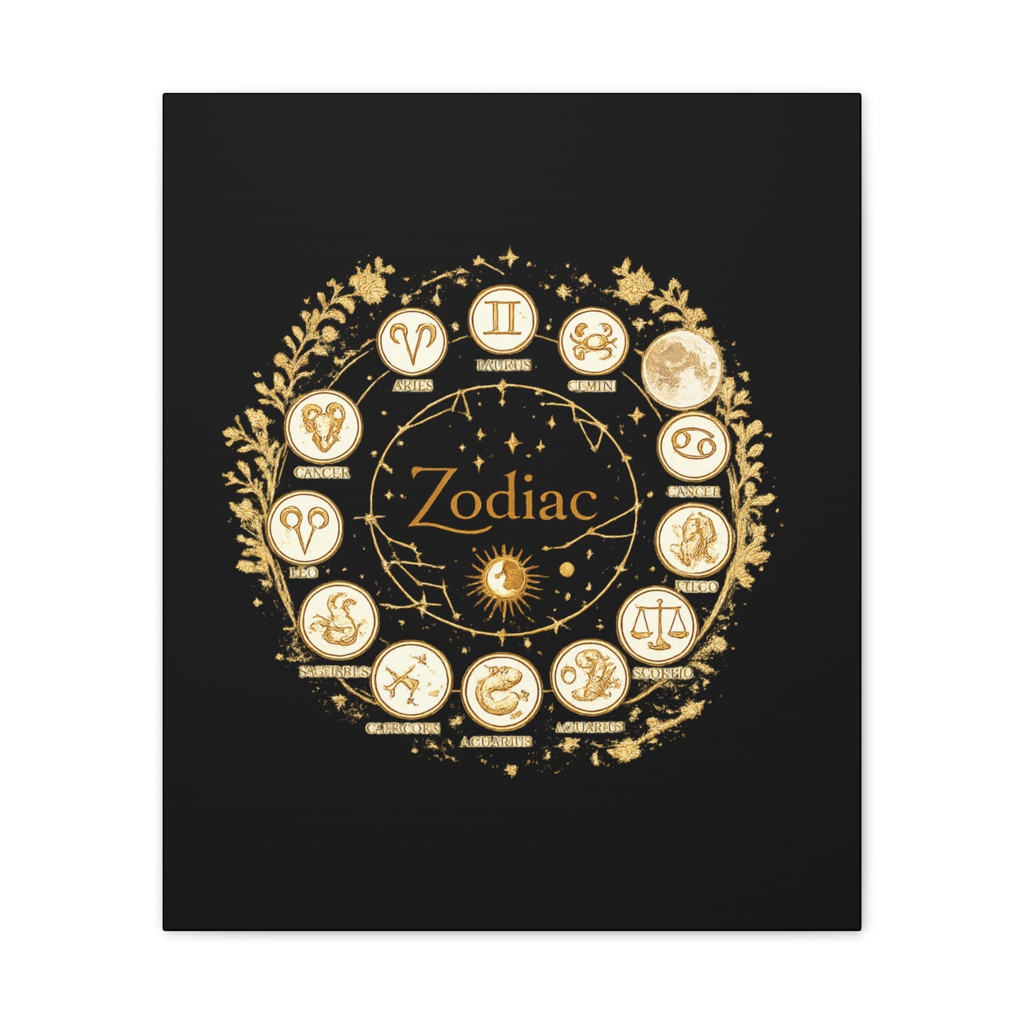 Golden Zodiac Astrology Canvas | Eco-Limited