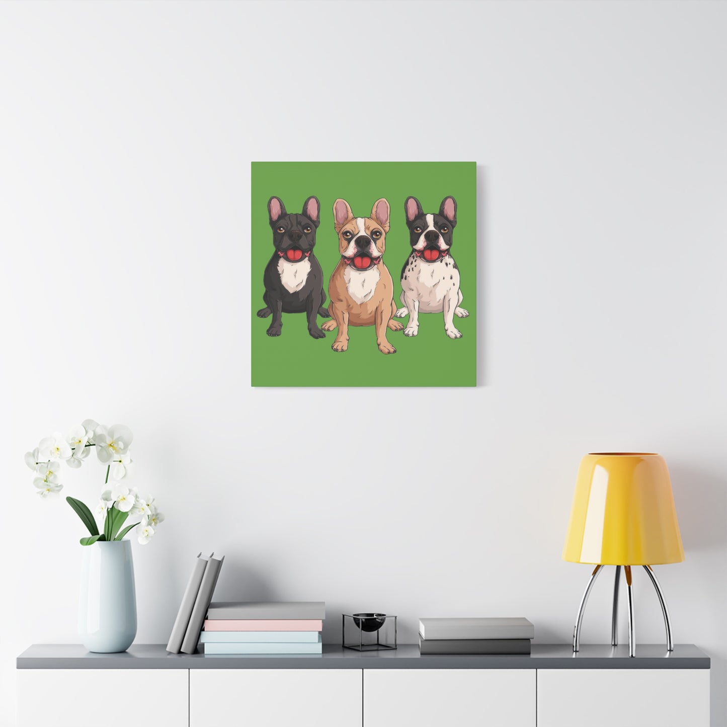 French Bulldog Trio Canvas Wall Art|Eco-Friendly - Limited
