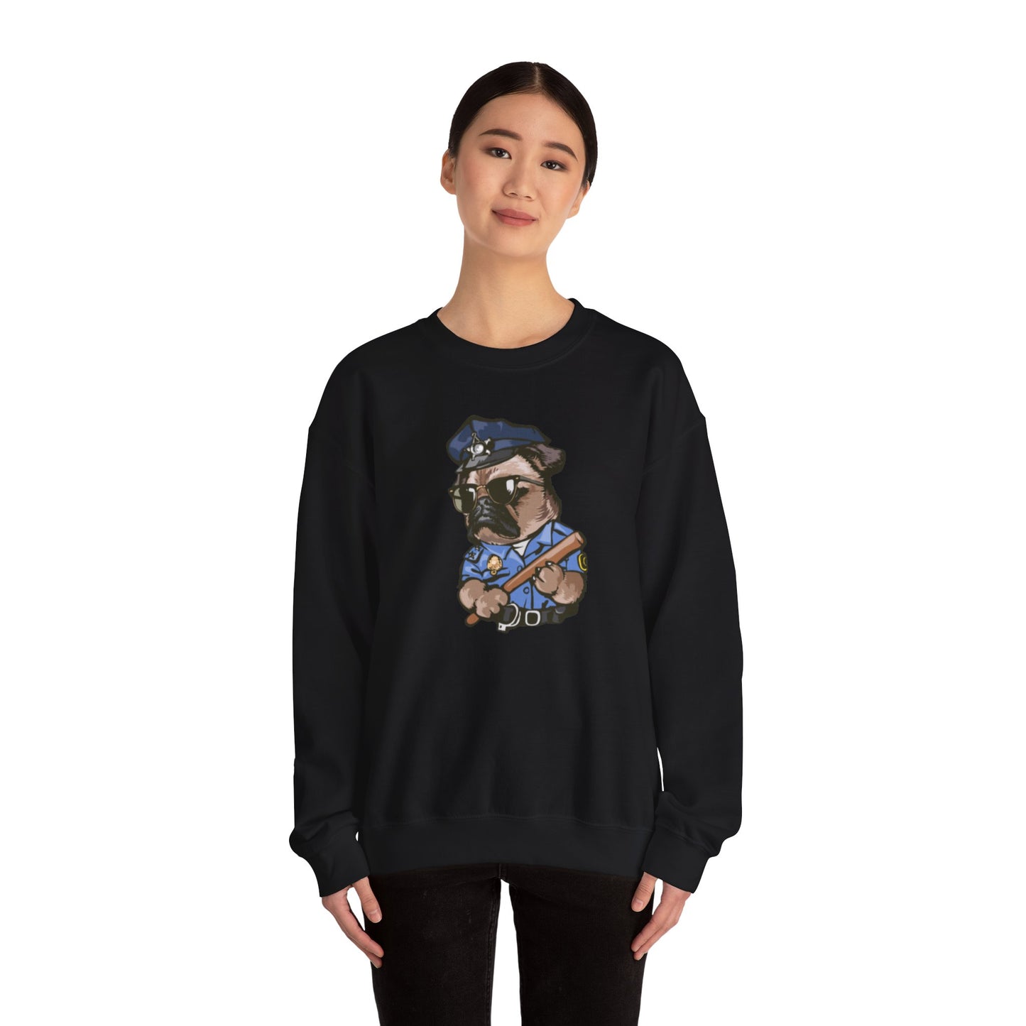 Police Pug Graphic Crewneck Sweatshirt|Eco-Friendly - Limited