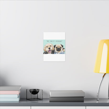 Cute Pug & Puppy Matte Stretched Print