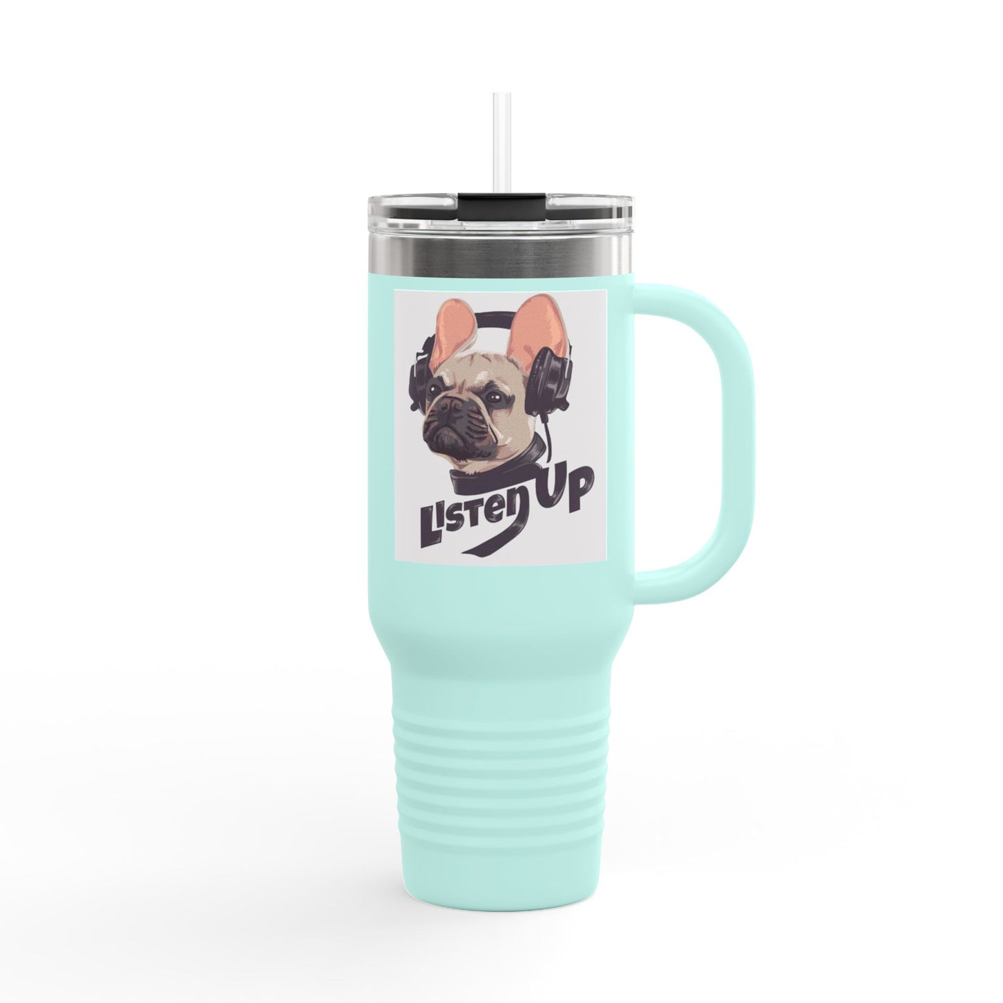 'Listen Up' French Bulldog Headphones Tumbler