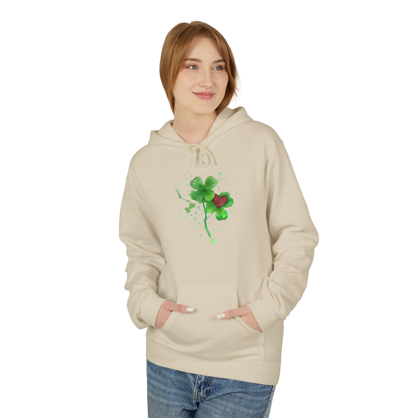 Lucky Heart Clover Watercolor Hoodie | Eco-Limited