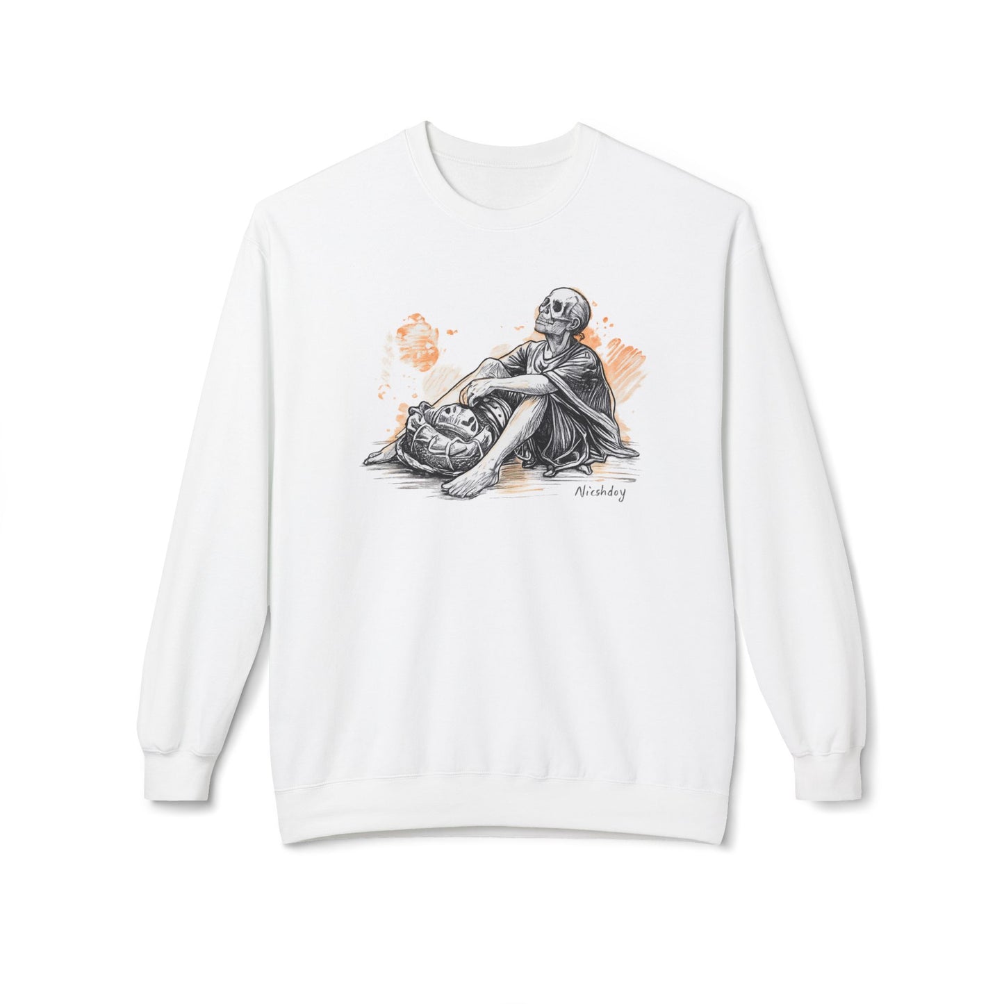 Skeleton Contemplation Sketch Sweatshirt | Eco-Limited