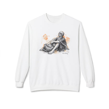 Skeleton Contemplation Sketch Sweatshirt | Eco-Limited