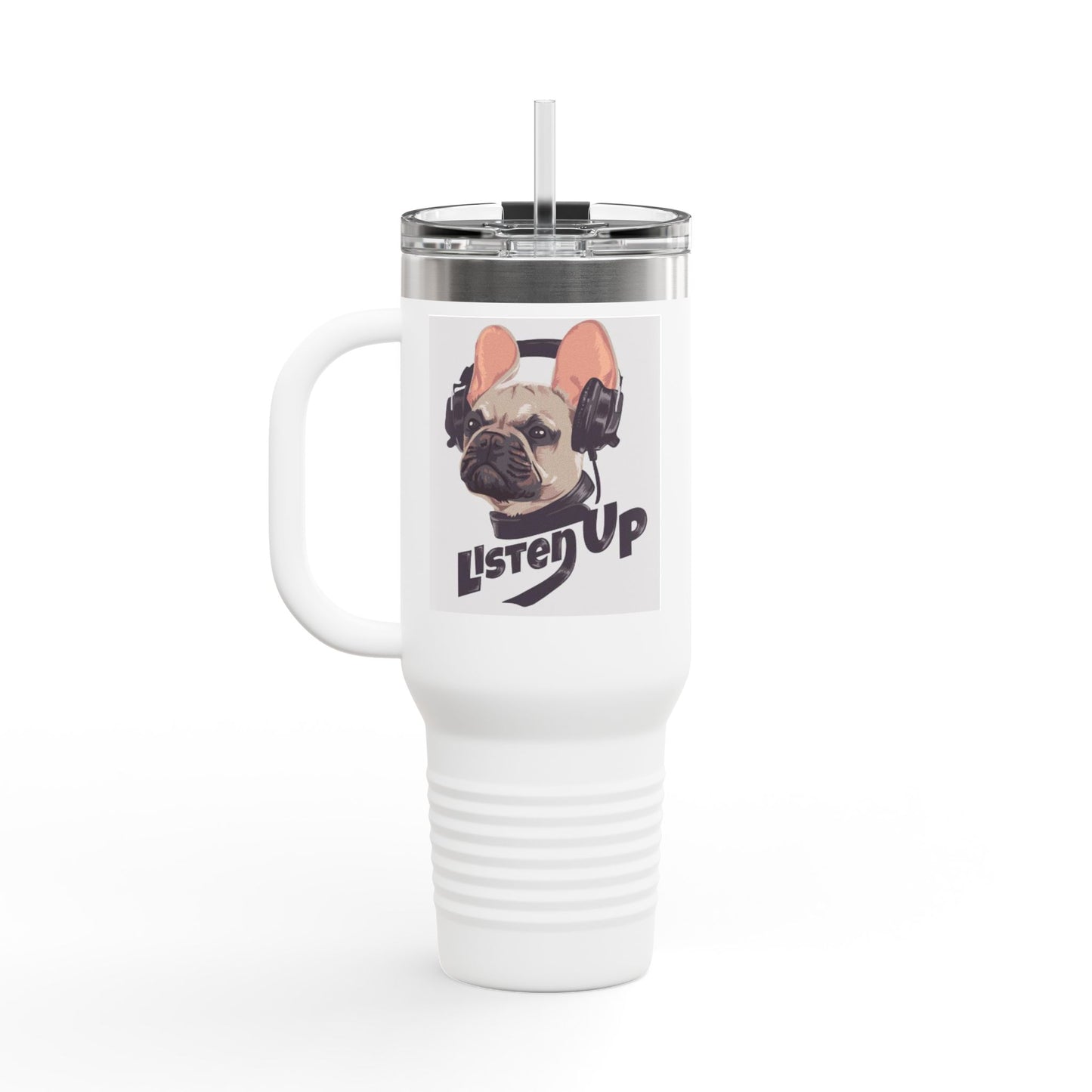 'Listen Up' French Bulldog Headphones Tumbler