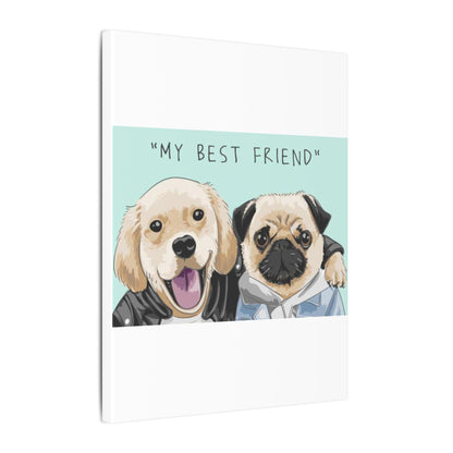 Cute Pug & Puppy Matte Stretched Print