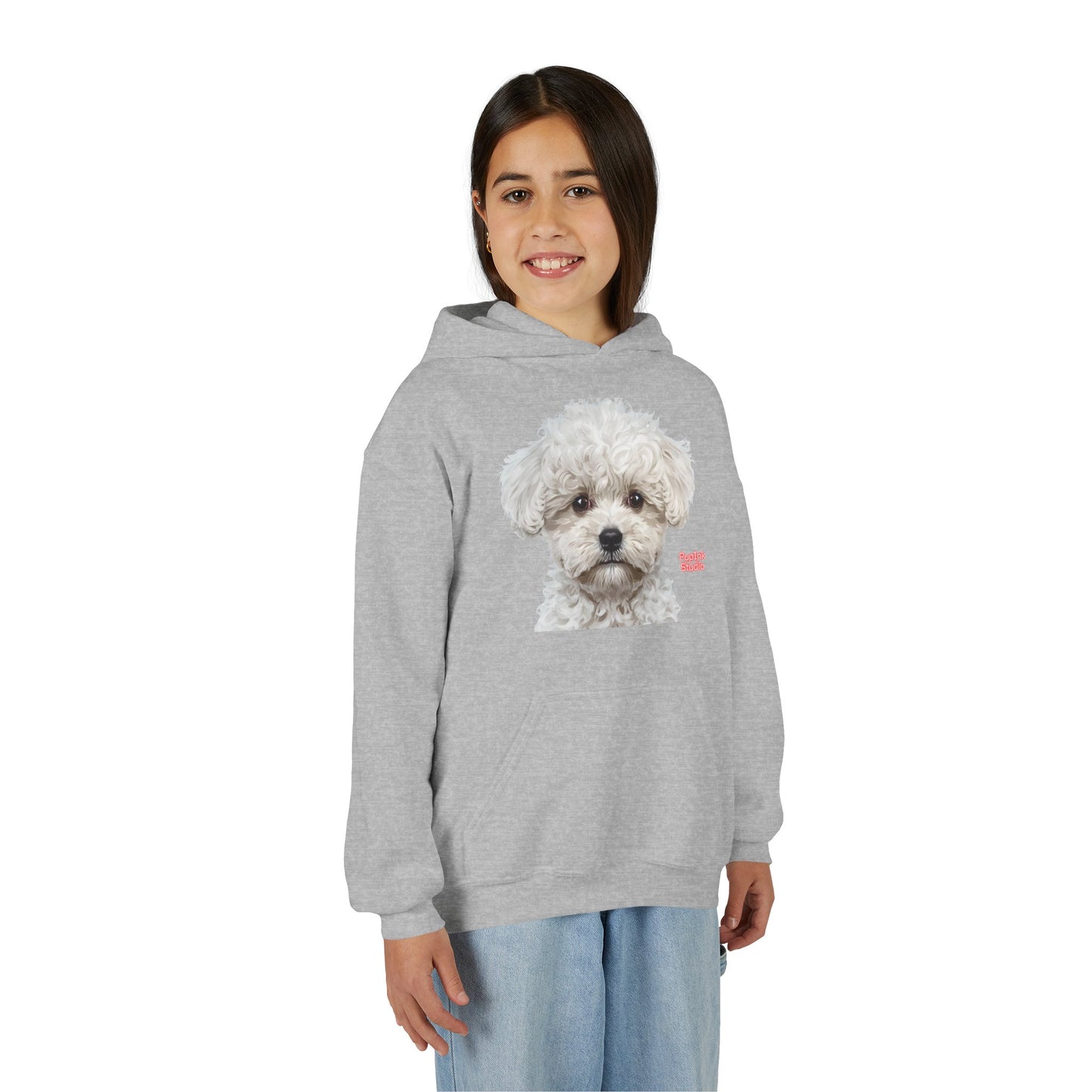 Cute White Puppy Face Youth Hoodie|Eco-Friendly - Limited