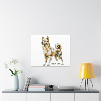 Korean Jindo Dog Illustration Canvas Wall Art | Eco - Limited