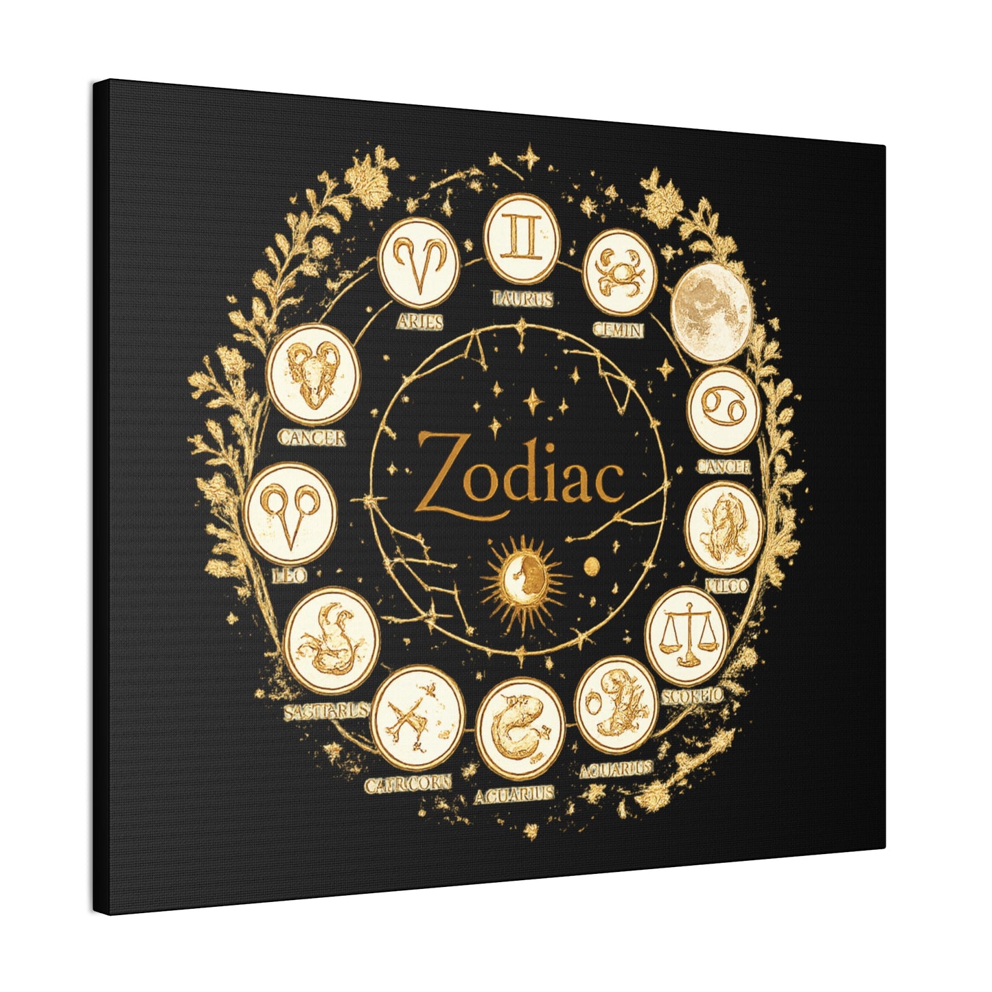 Golden Zodiac Astrology Canvas | Eco-Limited