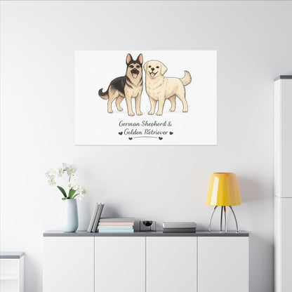 German Shepherd & Golden Retriever Canvas Wall Art