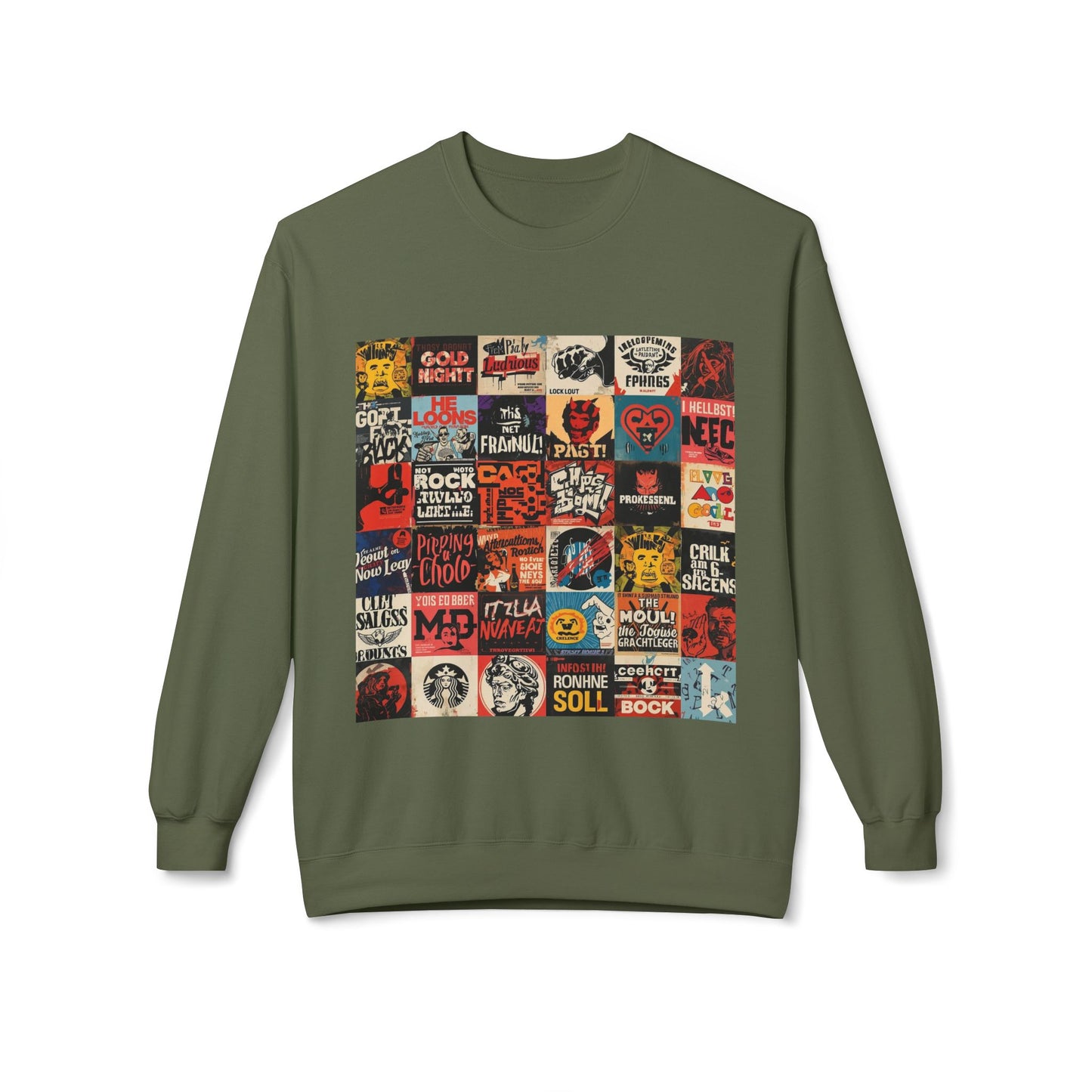 Vintage Rock Poster Collage Sweatshirt | Eco-Limited