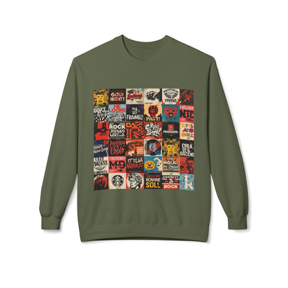 Vintage Rock Poster Collage Sweatshirt | Eco-Limited
