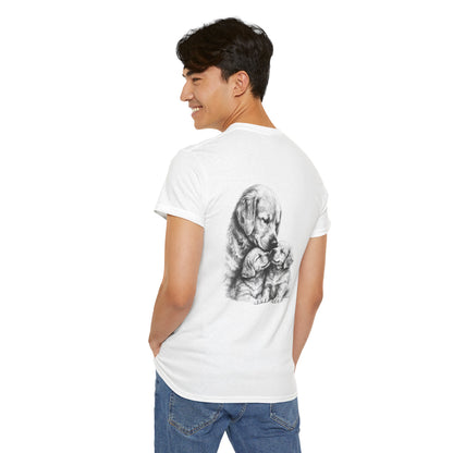 Front Text &amp; Back Image Golden Retriever T-Shirt | Eco - Limited