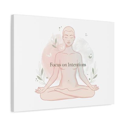 Focus on Intentions Canvas | Gentle Wellness Wall Art, Pastel Gradient Meditation Print