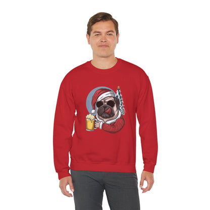Santa Pug Holding Beer Holiday Crewneck|Eco-Friendly - Limited