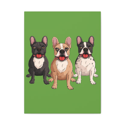 French Bulldog Trio Canvas Wall Art|Eco-Friendly - Limited