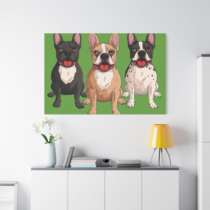 French Bulldog Trio Canvas Wall Art|Eco-Friendly - Limited