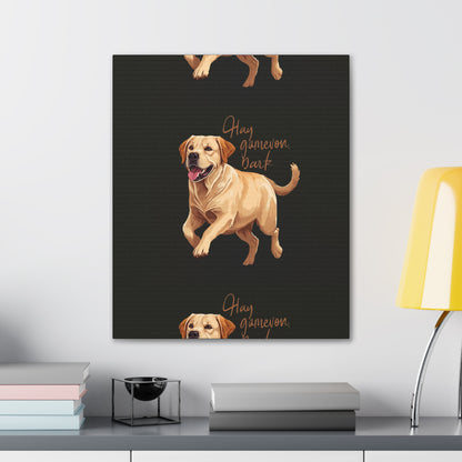 Happy Gamelon Bark Dog Canvas Wall Art | Eco-Limited