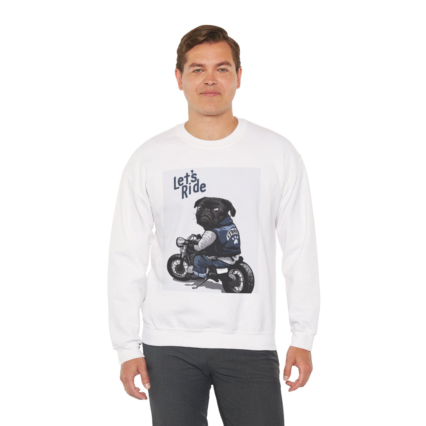Let’s Ride Biker Pug Graphic Sweatshirt | Eco-Limited