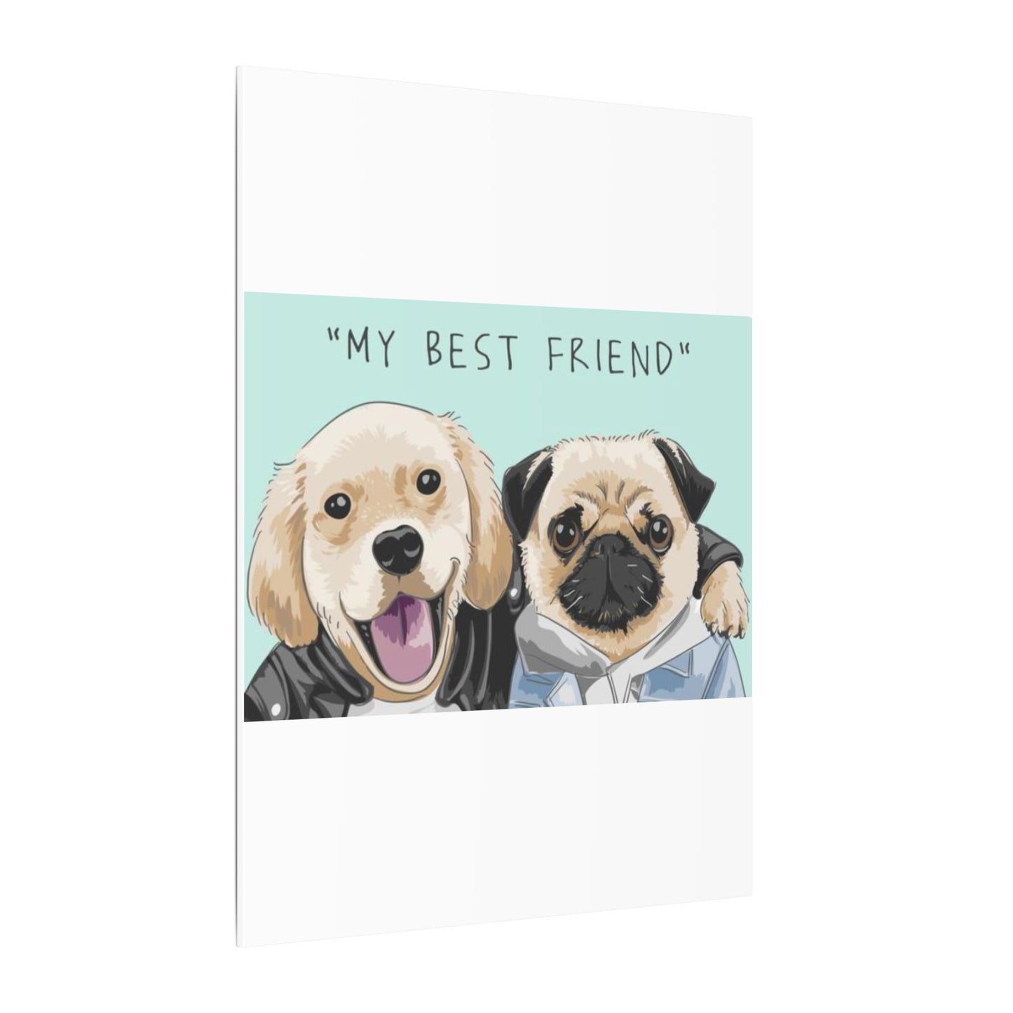 Cute Pug & Puppy Matte Stretched Print