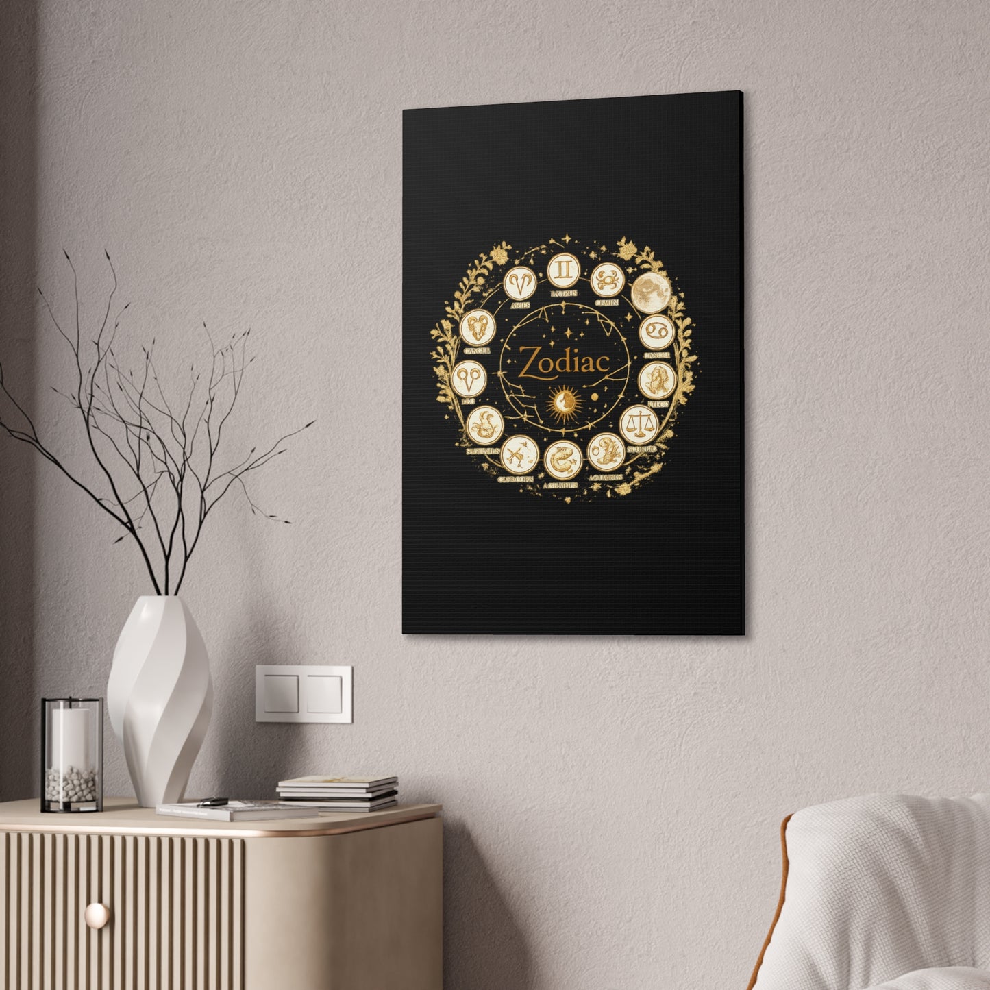 Golden Zodiac Astrology Canvas | Eco-Limited