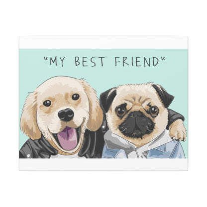 Cute Pug & Puppy Matte Stretched Print