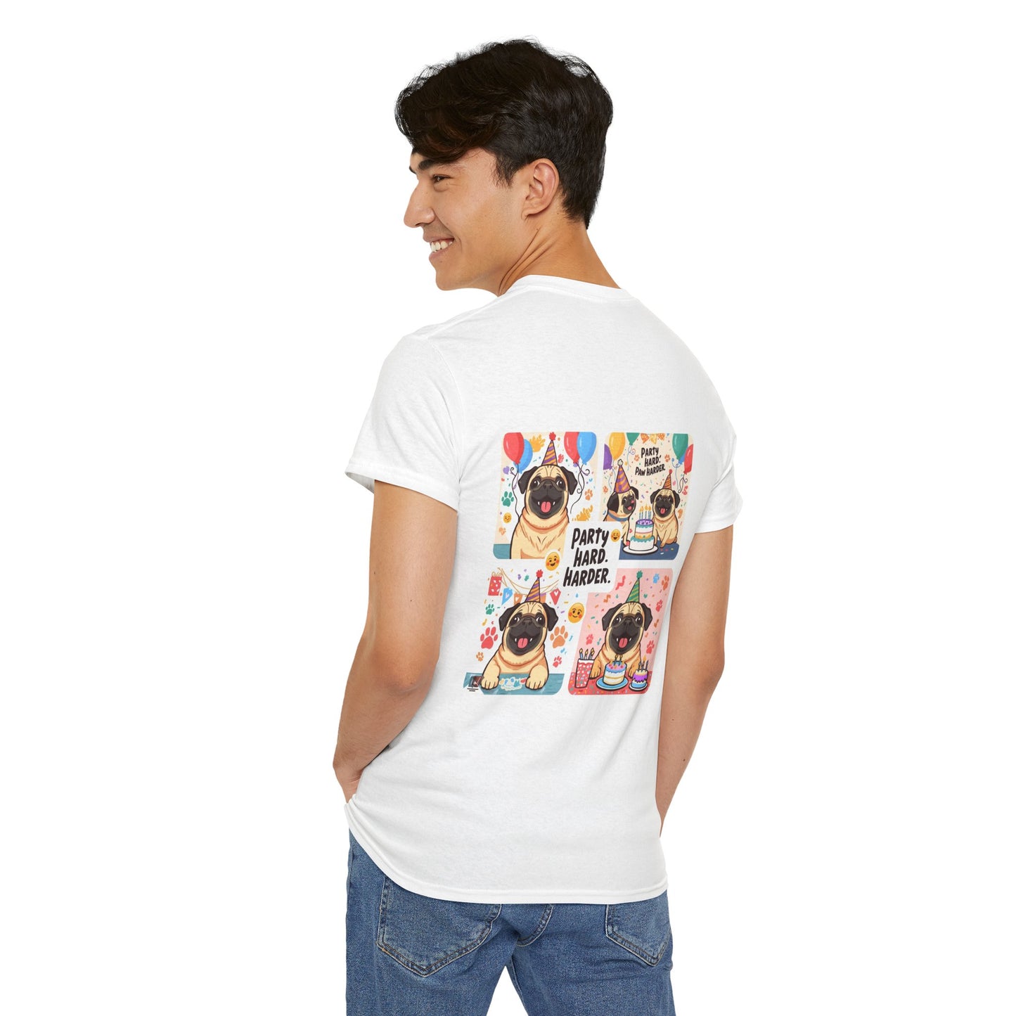 Pug Birthday Party Hard T-Shirt | Eco-Limited