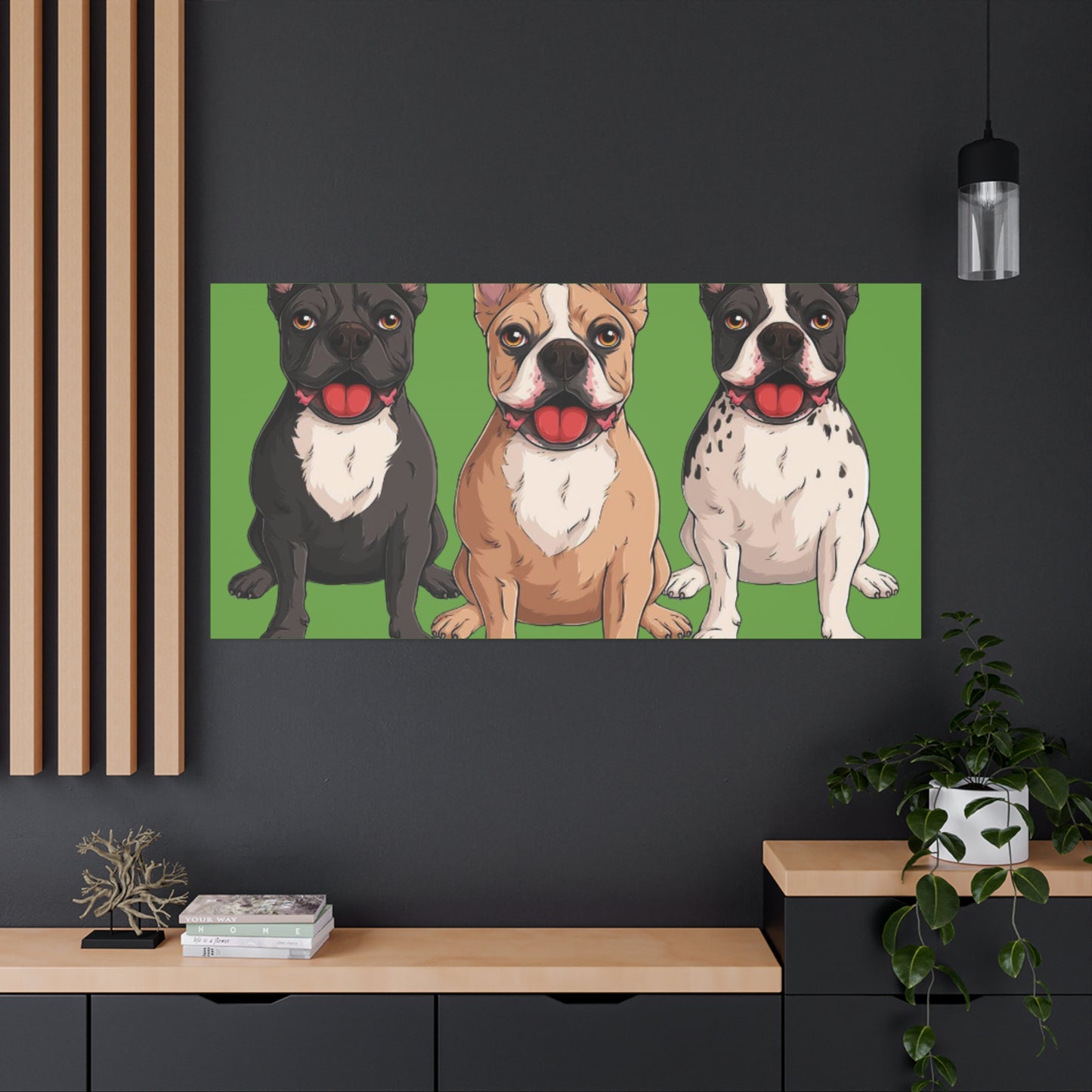 French Bulldog Trio Canvas Wall Art|Eco-Friendly - Limited