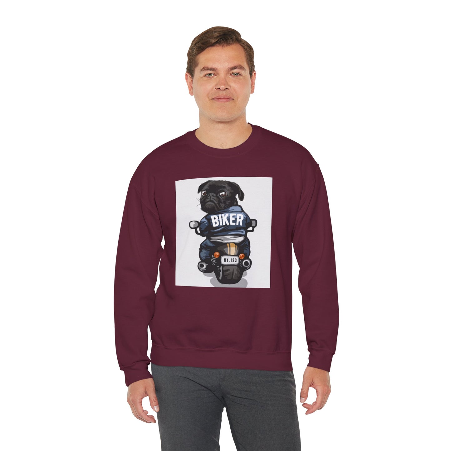 Biker Pug Graphic Sweater | Eco-Limited