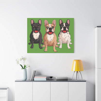 French Bulldog Trio Canvas Wall Art|Eco-Friendly - Limited