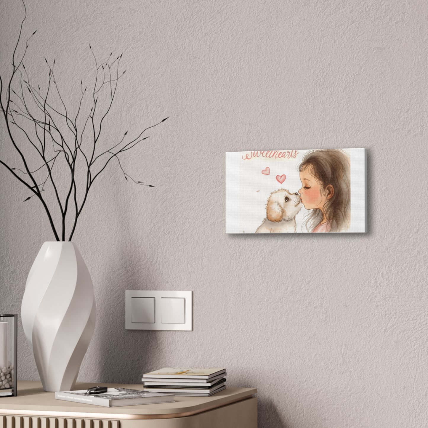 Sweethearts – Child &amp; Puppy Love Canvas | Eco-Limited