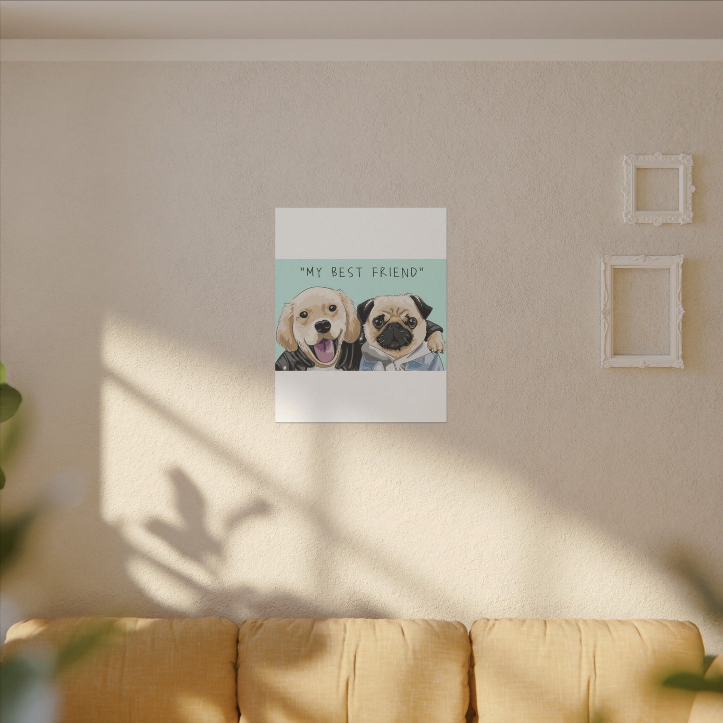 Cute Pug & Puppy Matte Stretched Print