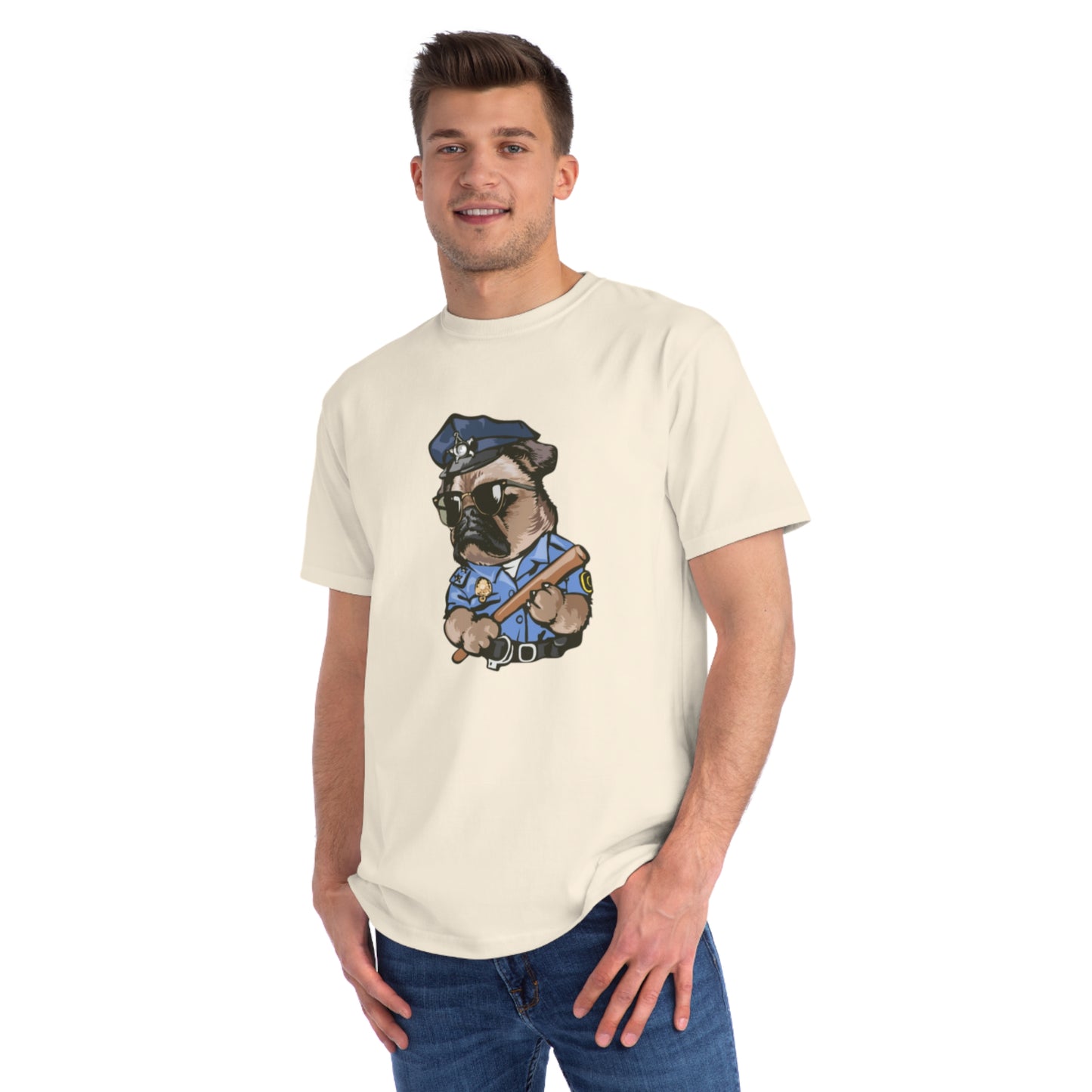 Cute Pug Cop Graphic Organic Tee