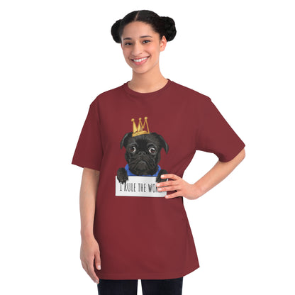 “I Rule the World” Crowned Dog Graphic Tee|Eco-Friendly