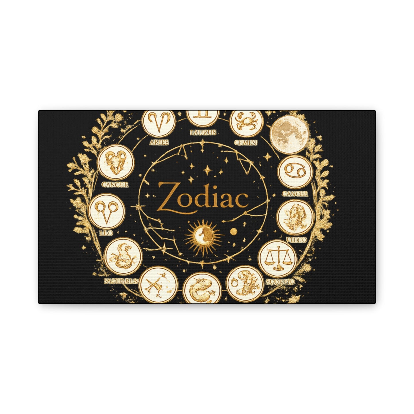 Golden Zodiac Astrology Canvas | Eco-Limited