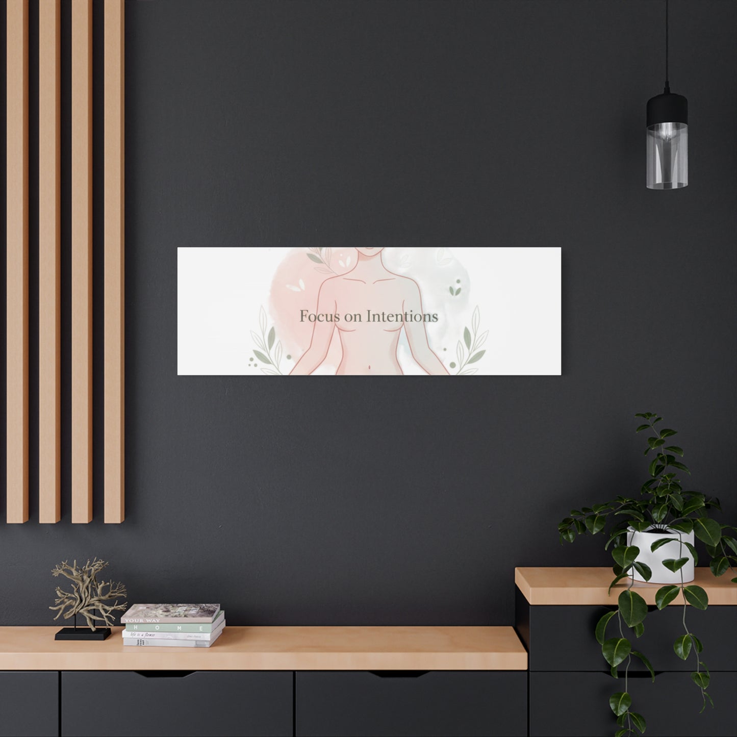 Focus on Intentions Canvas | Gentle Wellness Wall Art, Pastel Gradient Meditation Print