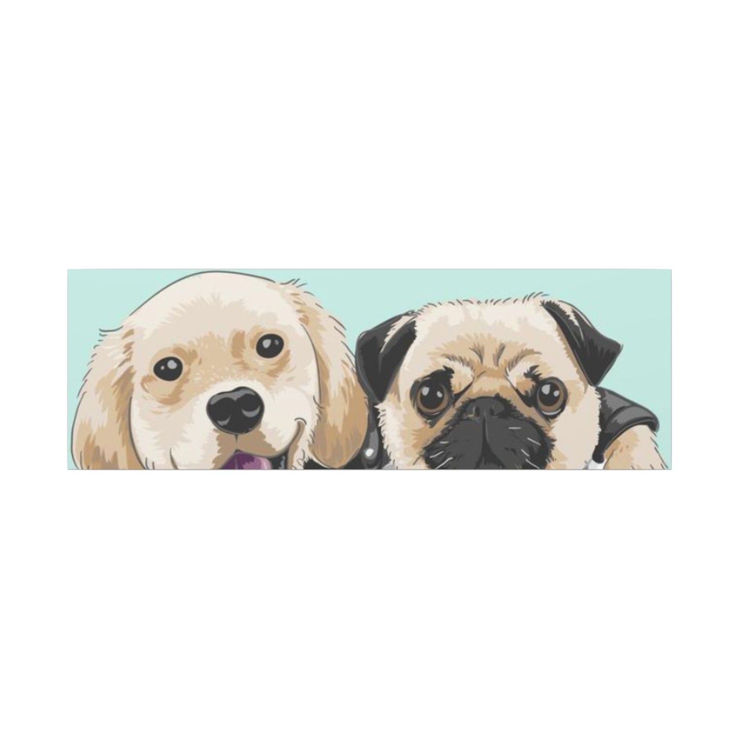 Cute Pug & Puppy Matte Stretched Print