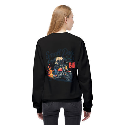 Small Dog Big Attitude Biker Pug Sweatshirt | Eco-Limited