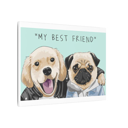 Cute Pug & Puppy Matte Stretched Print