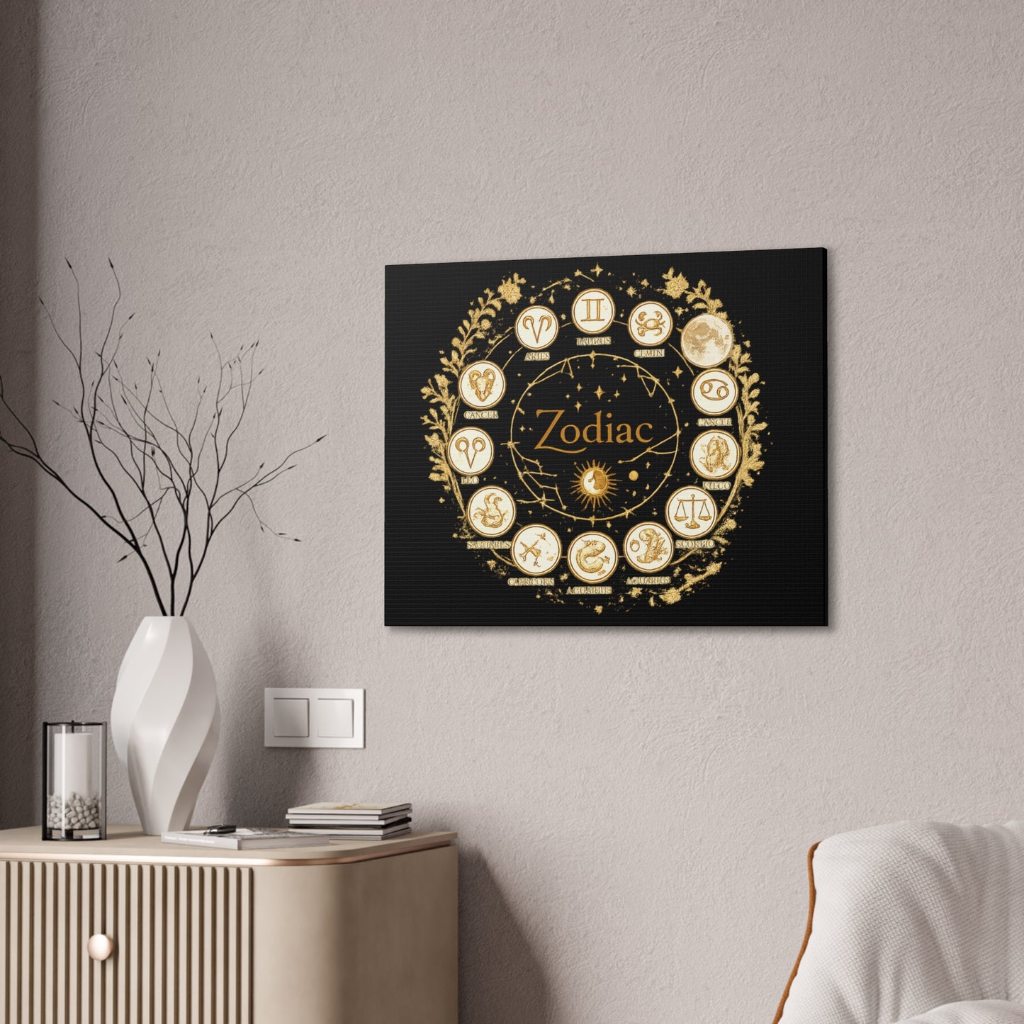 Golden Zodiac Astrology Canvas | Eco-Limited