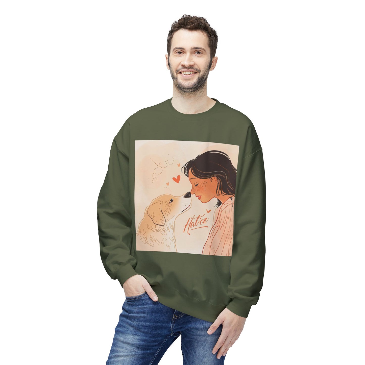 Heartfelt Dog Love Illustration Crewneck | Eco-Friendly - Limited